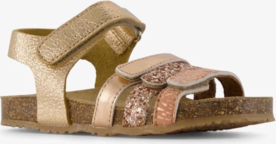 Groot leren meisjes sandalen met glitters goud