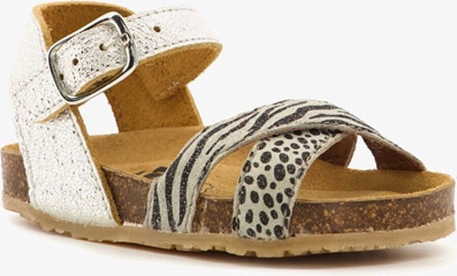 Groot leren meisjes sandalen zilver zebraprint