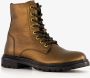 Groot leren meisjes veterboots brons Uitneembare zool - Thumbnail 1