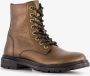 Groot leren meisjes veterboots brons Uitneembare zool - Thumbnail 1