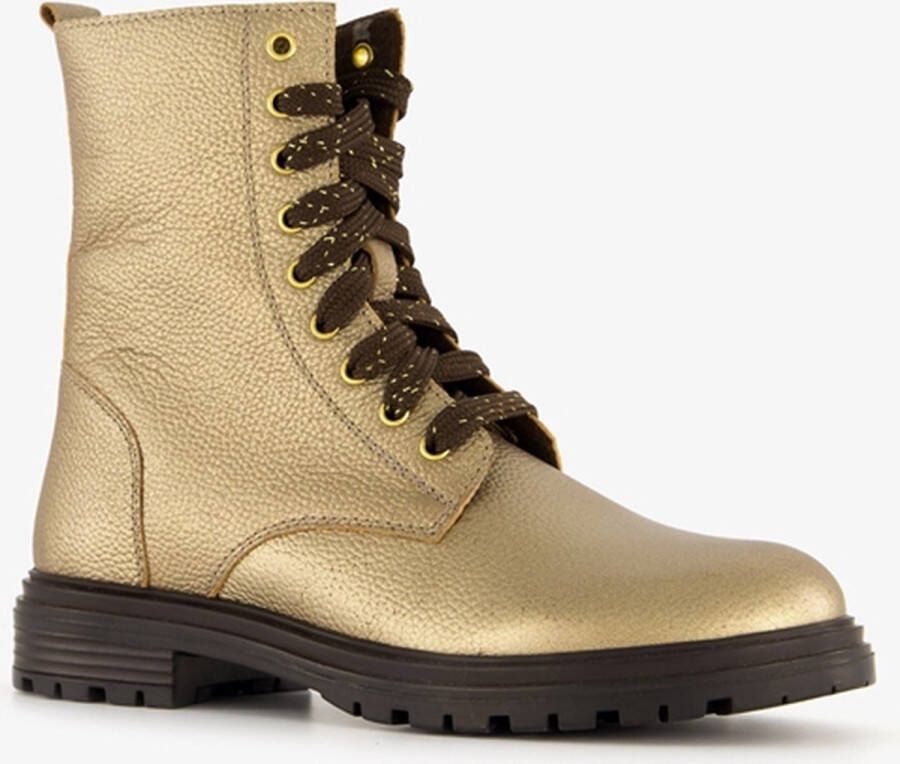 Groot leren meisjes veterboots metallic goud Uitneembare zool - Foto 1