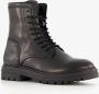 Groot leren meisjes veterboots zwart Uitneembare zool - Thumbnail 1