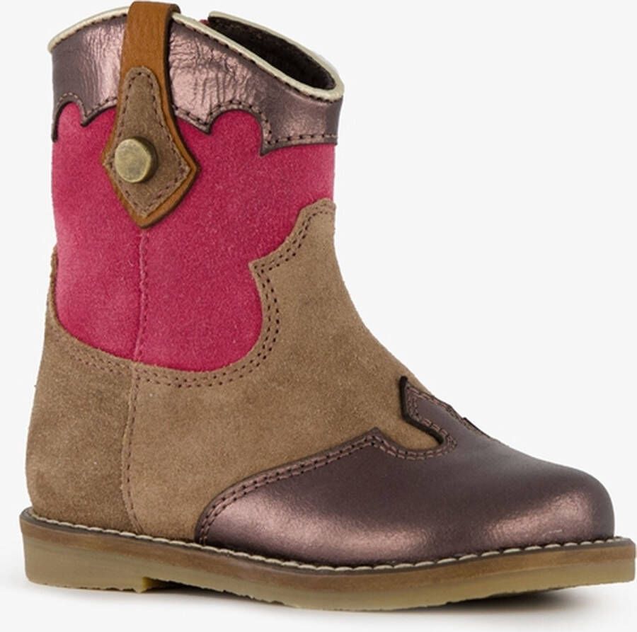 Groot suede meisjes cowboy western enkellaarsjes bruin Echt leer Uitneembare zool