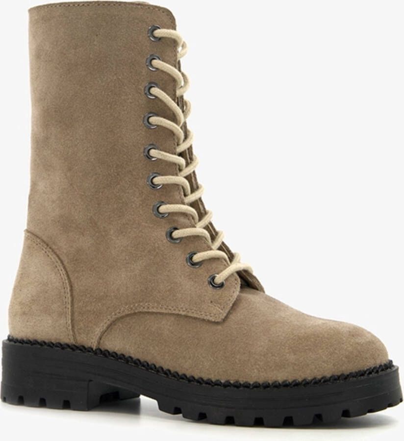 Groot suède meisjes veterboots beige Echt leer - Foto 1