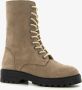 Groot suède meisjes veterboots beige Echt leer - Thumbnail 1