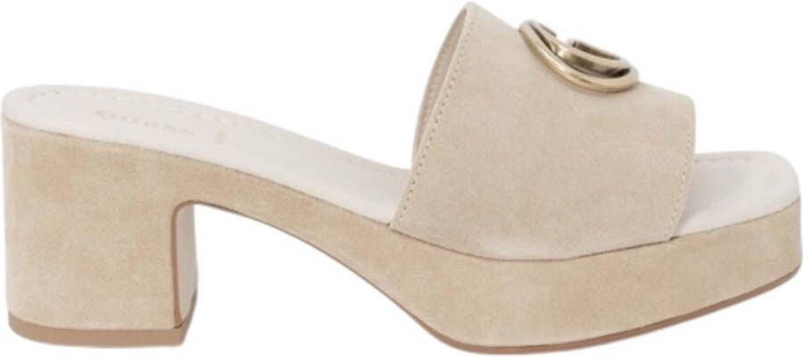 Guess Beige Suède Plateau Blokhak Sandalen Beige Dames