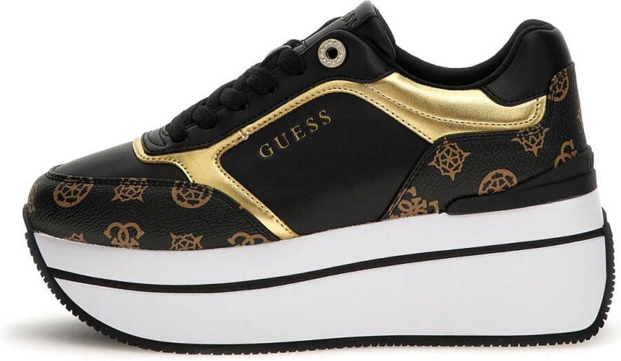 Guess Zwarte en bruine PU-schoenen voor dames met gouden details Black Dames