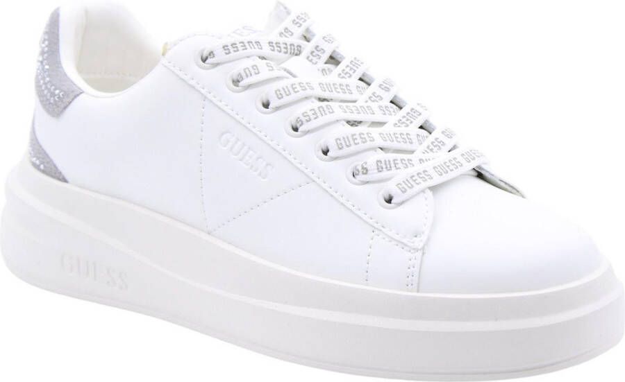 Guess Leren sneakers met strass Elbina White Heren