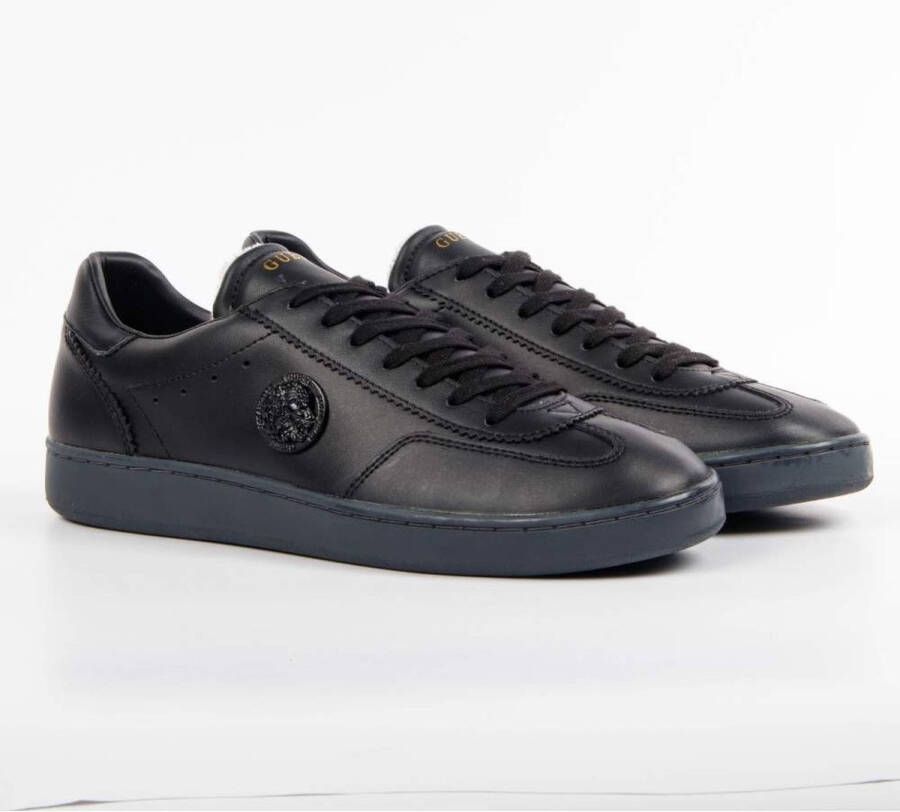 Guess Zwarte Leren Sneakers met Gouden Logo Black Dames