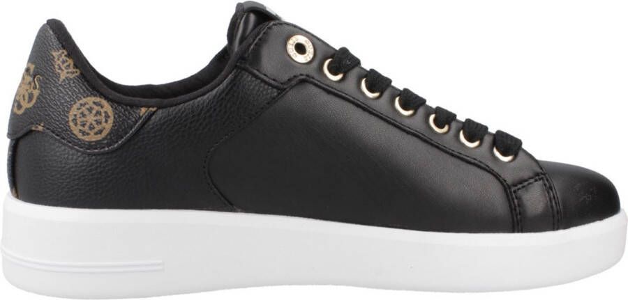 Guess Zwarte Leren Sneakers met Gouden Logo Black Dames