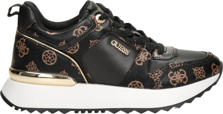 Guess Dames Kaddy Sneaker in Bruin Multilogo Eco Leer Brown Dames