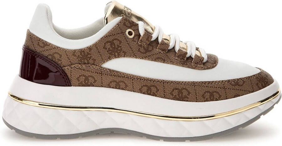 GUESS Kyra Dames Sneakers Sportief White Beige Brown