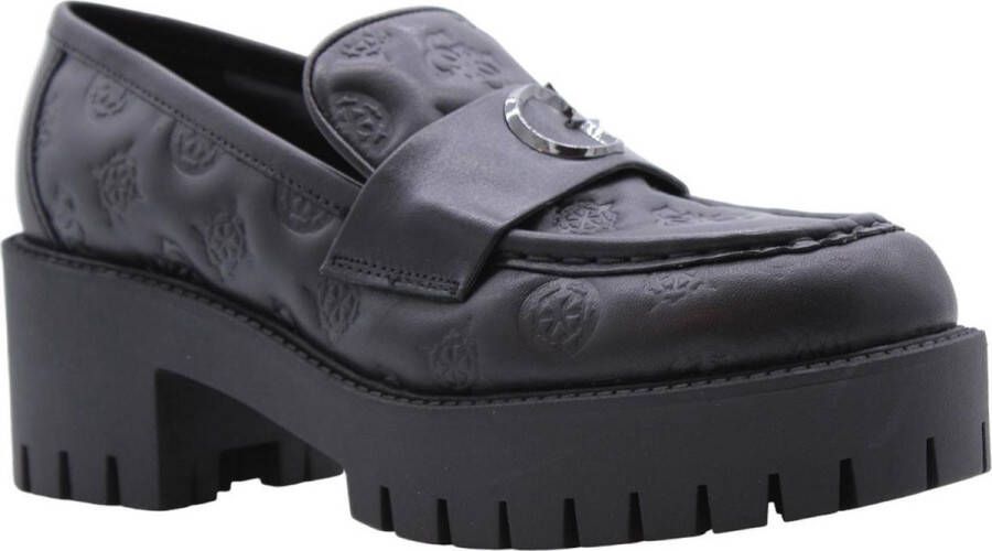 Guess Zwarte Casual Leren Mocassins voor Dames Black Dames