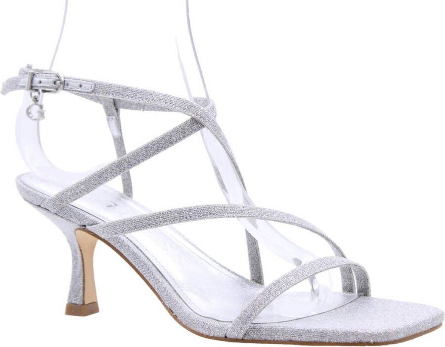 Guess Zilveren Glitter Vierkante Neus Sandalen Gray Dames