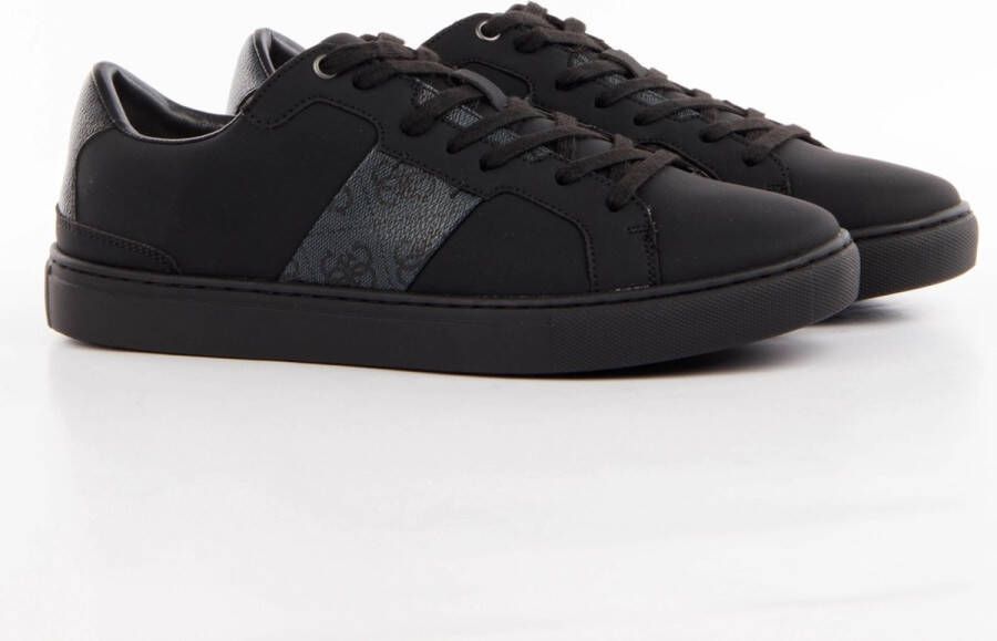 Guess Zip logo sneakers in PU-leer Black Heren