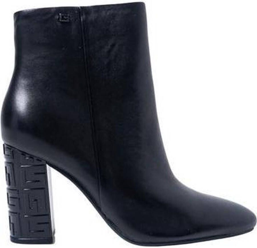 Guess Zwarte Leren Enkellaarsjes met Blokhak Black Dames