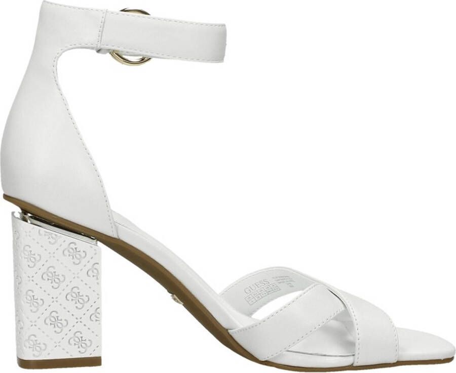 Guess Witte leren sandalen met blokhak White Dames