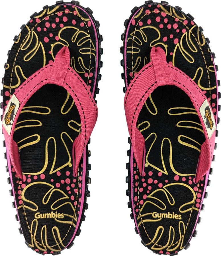 Gumbies Teenslippers Unisex Tropical Black Rood Zwart