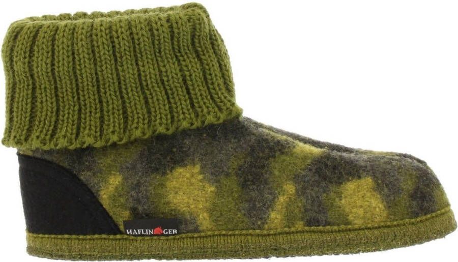 Haflinger Caro Sokpantoffel Groen Camo 26 Vilt Kinderpantoffel warm om de enkels - Foto 1