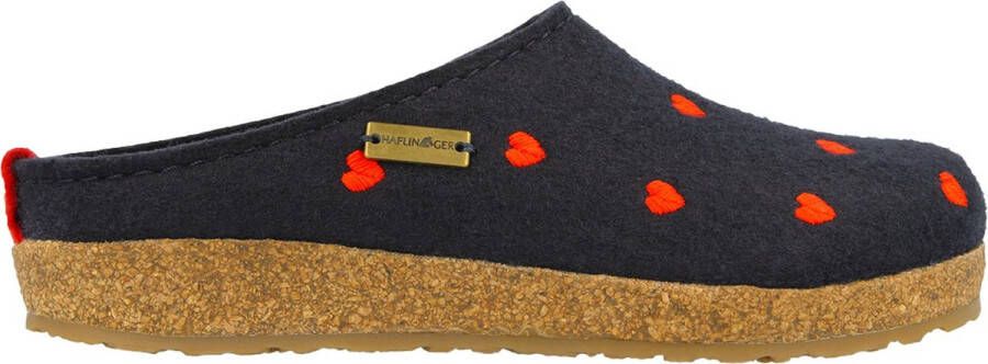 Haflinger 's Grizzly Cuoricini Pantoffels zwart