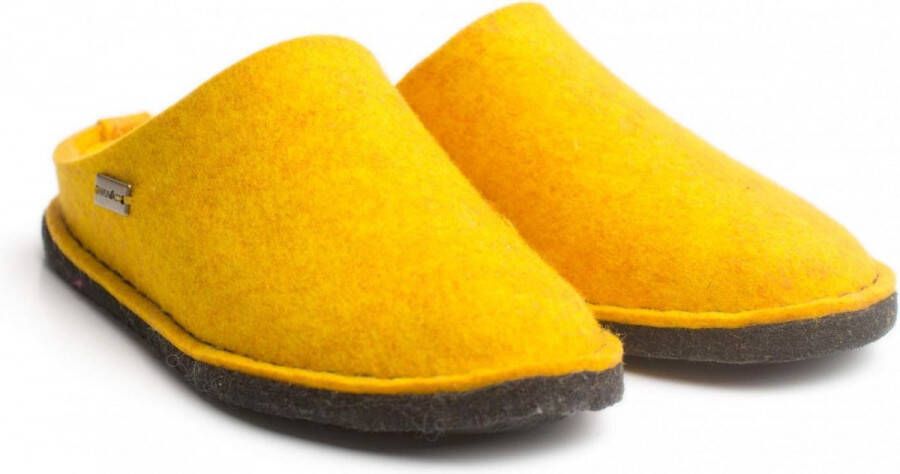 Haflinger Flair Soft open pantoffel Mais Geel 37 Vilt Uitneembare zool