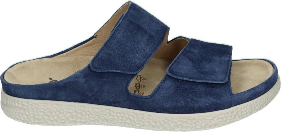 Hartjes 122.1221 99 47.00 Blauwe dames slipper met een uitneembaar voetbed wijdte H