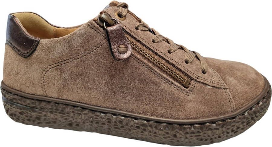 HARTJES Sneakers Dames Combi Met Hiel Suede H Ls Sneaker Maat: 41 Materiaal: Suède Kleur: Taupe