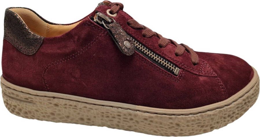 Hartjes 162.1401 34 10.10 Bordeaux kleurige dames sneakers met rits