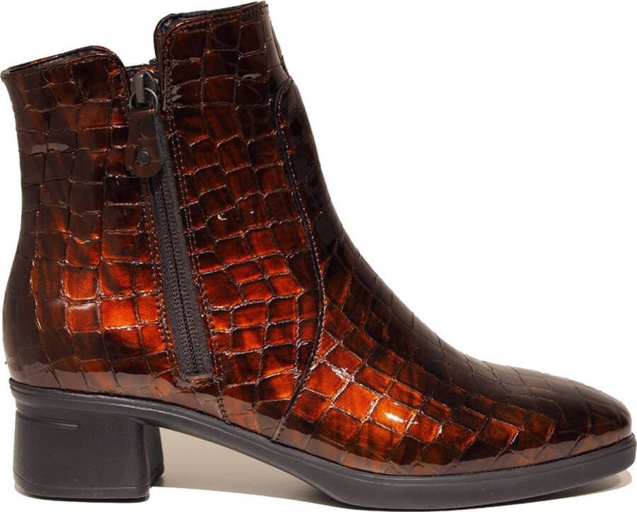 HARTJES Enkellaarsjes Dames Croco 2-rits G Booty Maat: 39 Materiaal: Leer Kleur: Cognac