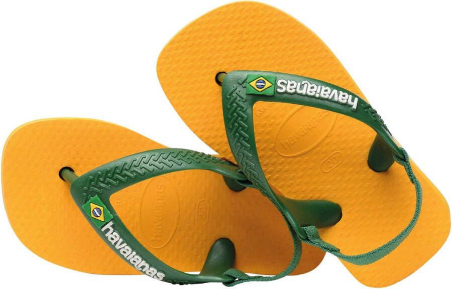 Havaianas Baby Brasil Logo II teenslippers met hielbandje geel groen Rubber 25 26