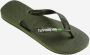 Havaianas Brasil Logo | Green Olive Groen Rubber Teenslippers Unisex - Thumbnail 1