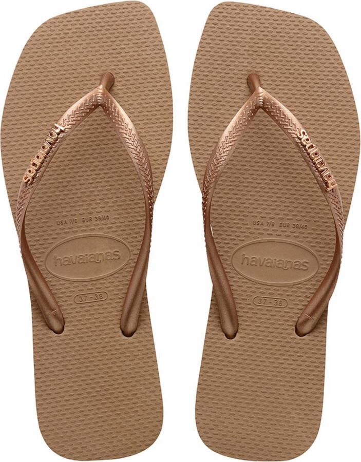 Havaianas Metallic Square Logo Flip Flops Pink Dames