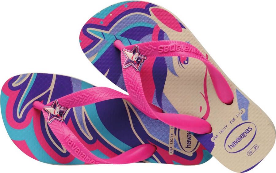 Havaianas Unicorn teenslippers roze beige Meisjes Rubber Personage 31 32 - Foto 2