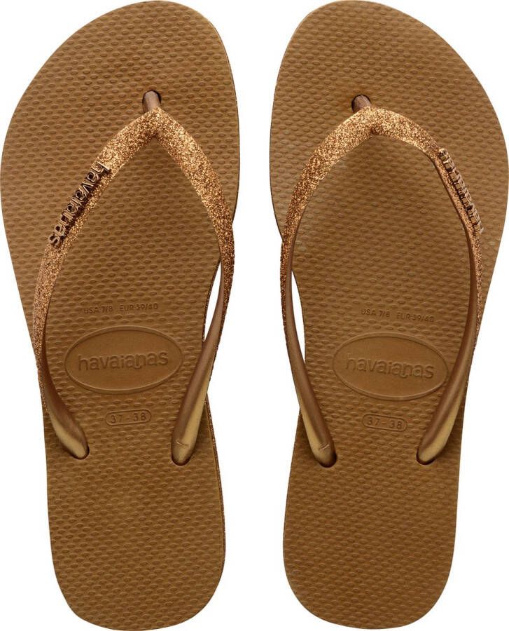 Havaianas Slim Flatform Sparkle Dames Slippers Brons - Foto 1