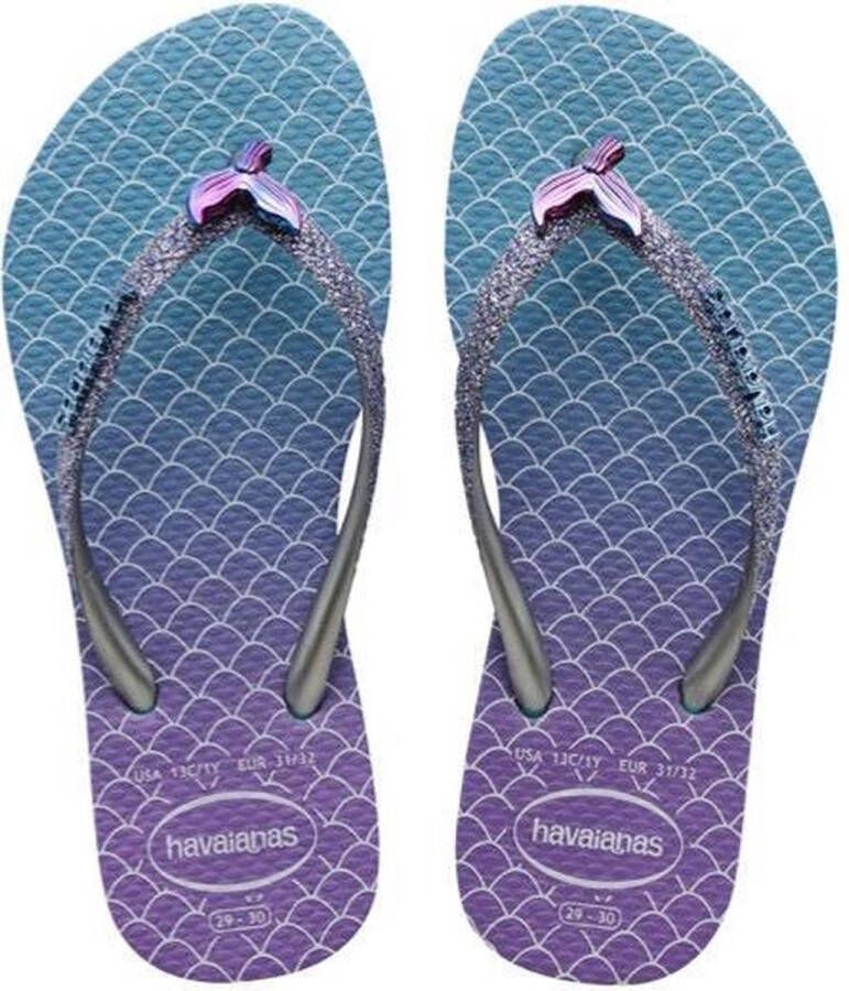 Havaianas Kids Slim Glitter II teenslippers blauw paars