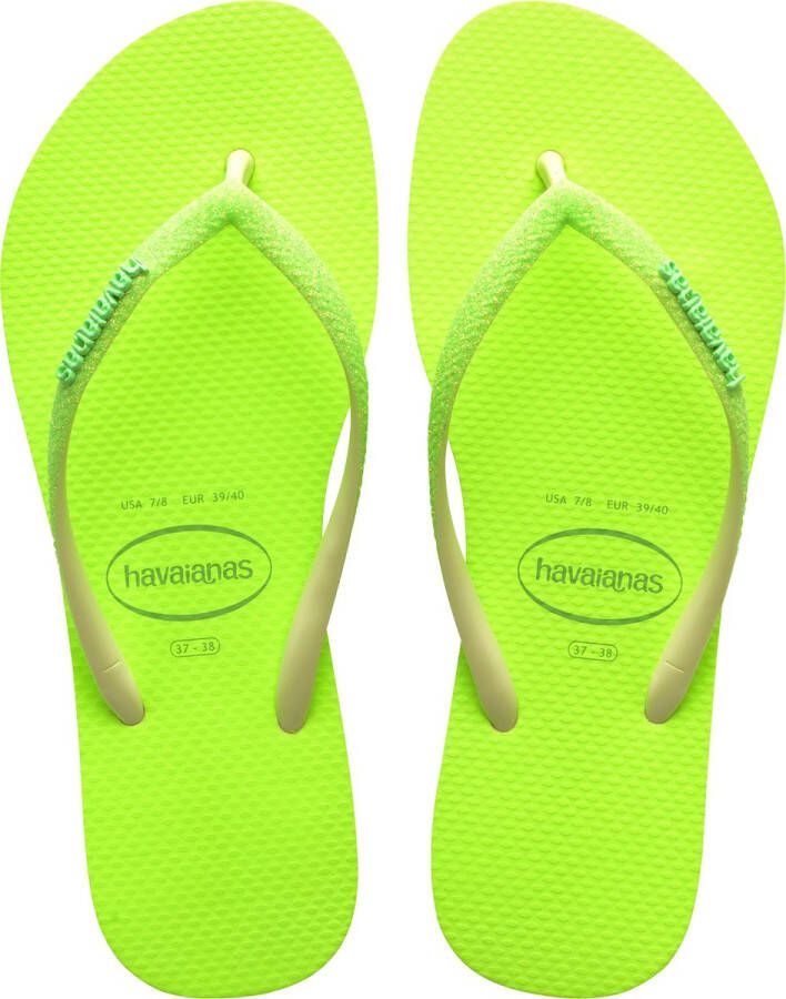 Havaianas Slim Glitter Neon Dames Slippers Lime Green