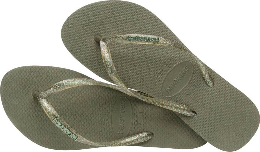 Havaianas Slim Logo Metallic Dames Slippers Groen