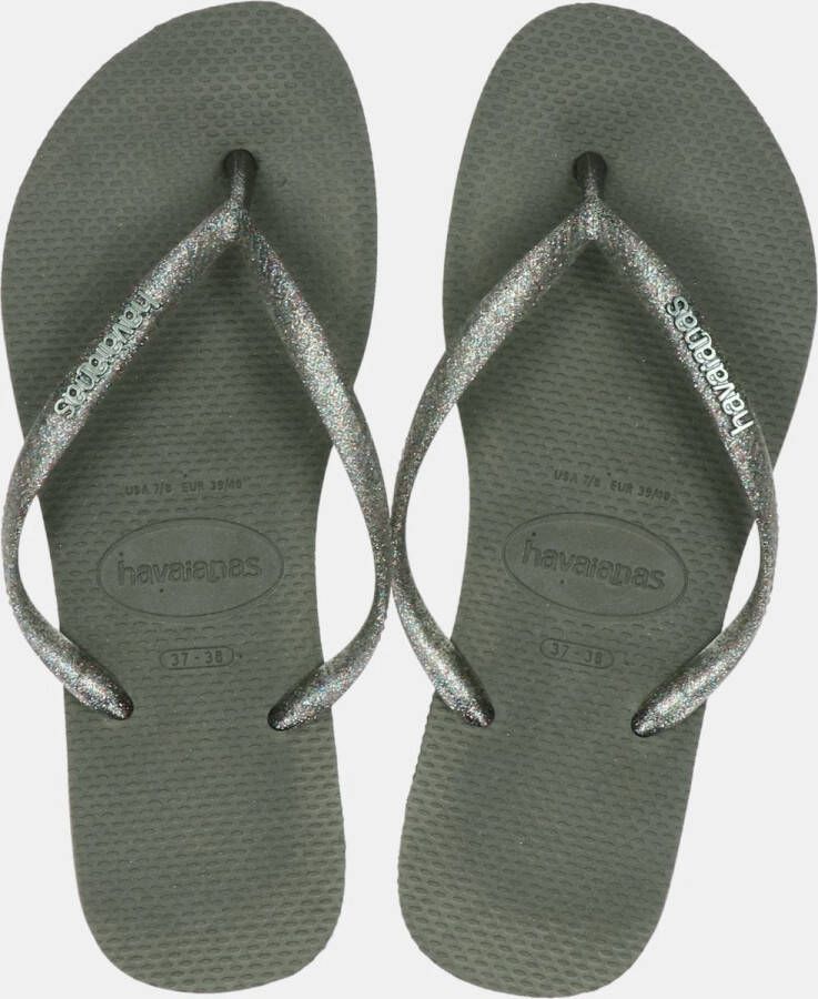 Havaianas Slim Logo Metallic Dames Slippers Groen