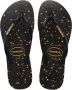 Havaianas Slim Metallic Print Dames Slippers Black Light Golden - Thumbnail 2