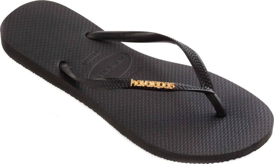 HAVAIANAS Teenslippers Dames Slim Logo Metallic Maat: 41 42 Materiaal: Rubber Kleur: Zwart - Foto 3