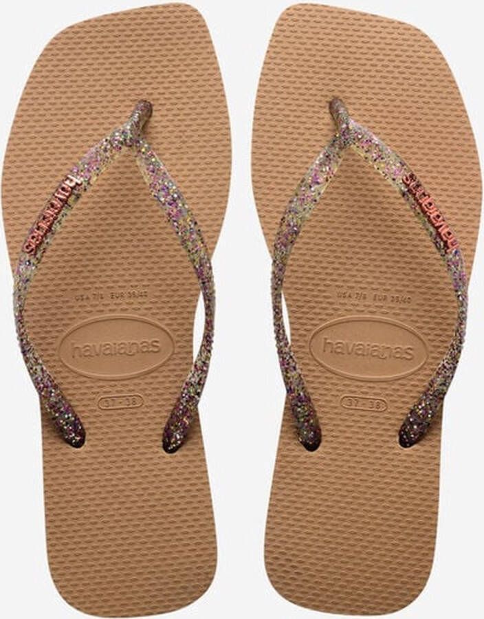 Havaianas 4148257 Square logo metallic rose gold taupe zool Kleur Multi)