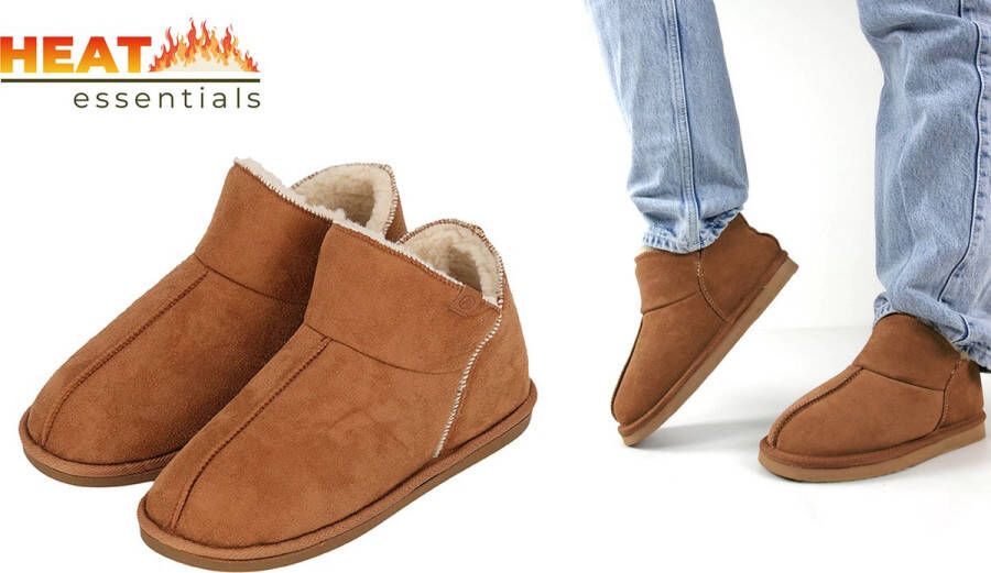 Heat Essentials Pantoffels Cognac Bruin 41 42 Pantoffels Sloffen Ook als Pantoffels beschikbaar