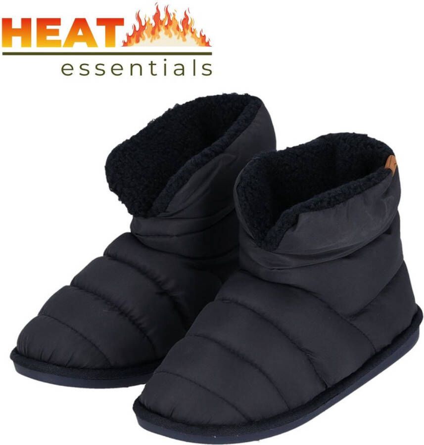 Heat Essentials Sloffen Heren 41 42 Navy Blauw Gewatteerd Pantoffels Heren 42 Gewatteerde Sloffen Heren