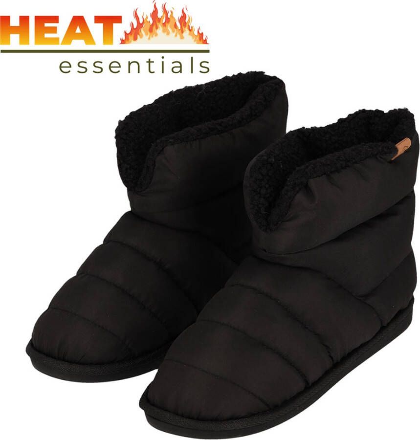 Heat Essentials Sloffen Heren 45 46 Zwart Gewatteerd Pantoffels Heren 46 Gewatteerde Sloffen Heren