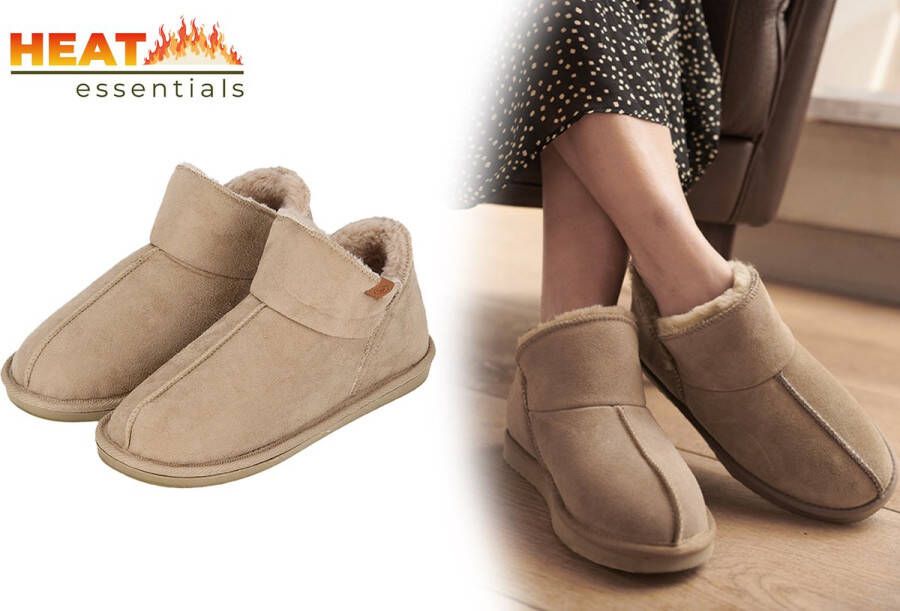 Heat Essentials Suede Pantoffels Dames Beige- 37 38 Dames Pantoffels Sloffen Dames