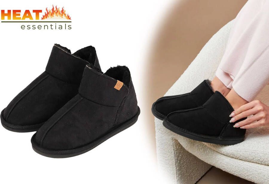 Heat Essentials Suede Pantoffels Dames Zwart 41 42 Dames Pantoffels Sloffen Dames