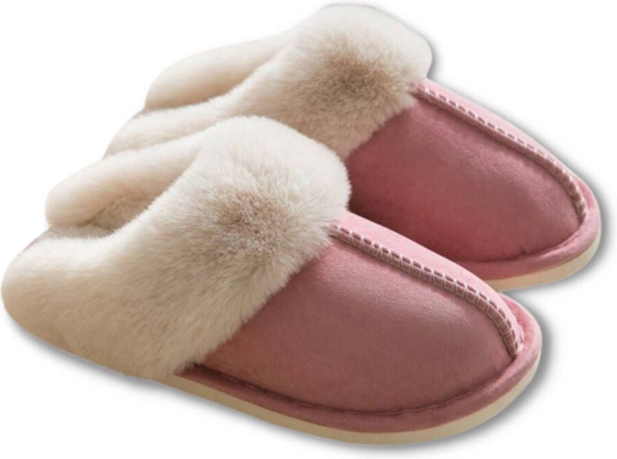 Heavency® Pantoffels en Fluffy Open Sloffen met Pluche Voering Antislip Zool – Heavency ® Roze