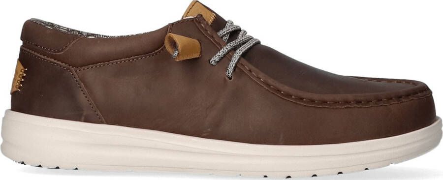 Hey Dude Donkerbruine Wally Grip Craft Leren Mocassin Brown Heren