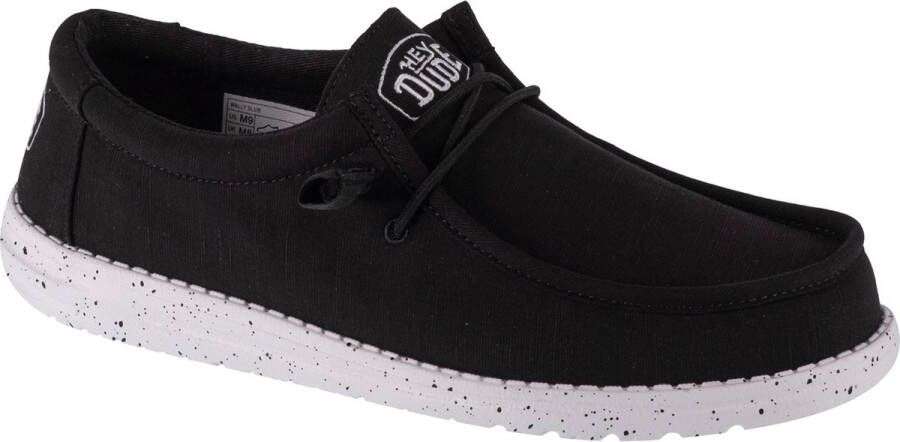 Hey Dude Wally Slub Canvas 40009-001 Mannen Zwart Sneakers