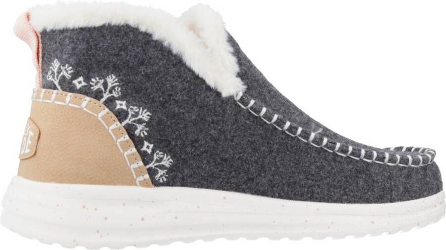 HEYDUDE Denny Wool Faux Shearling Dames Instappers Grey